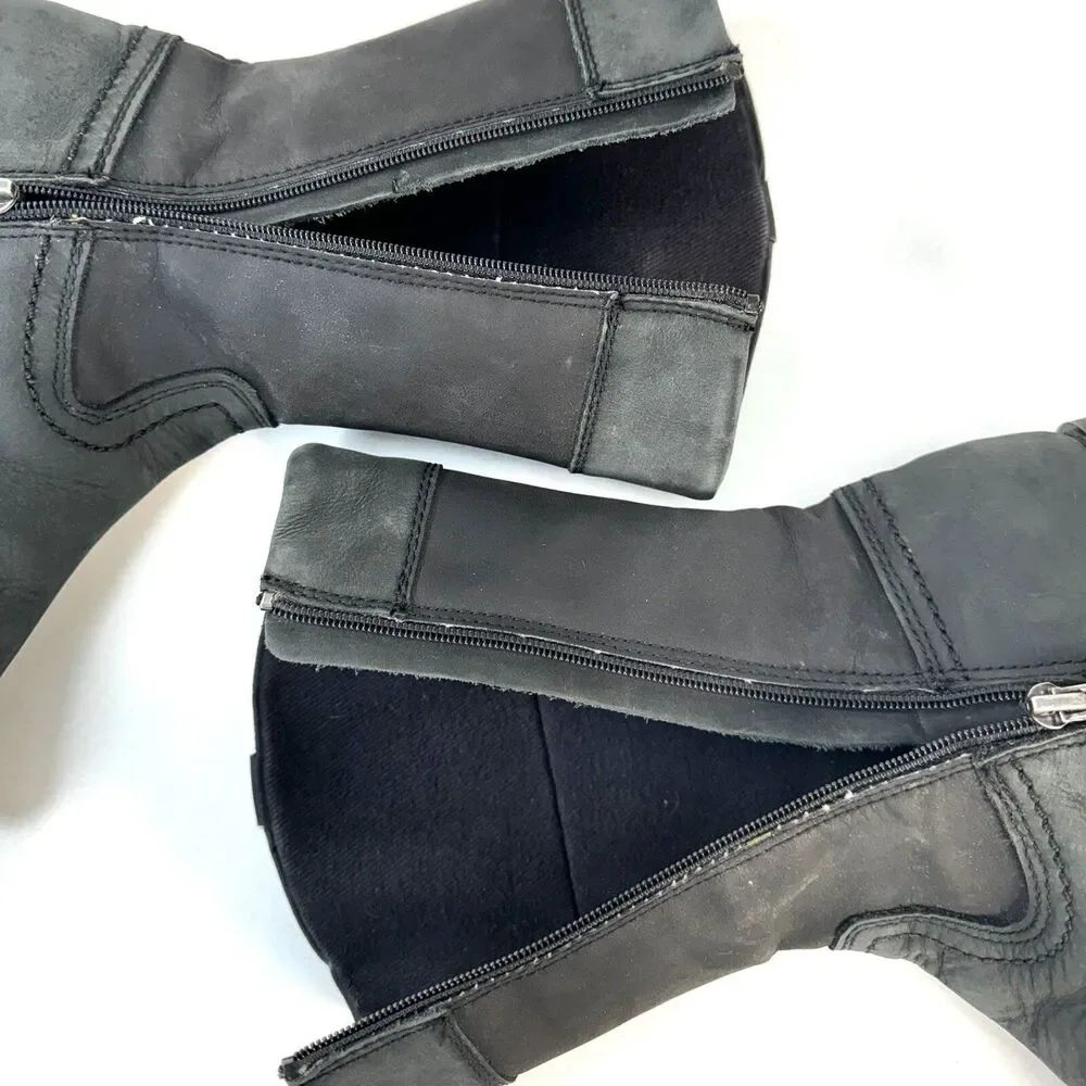 Ugg Australia Womens Black 1008798K Fern Leather Riding Boots Size 4